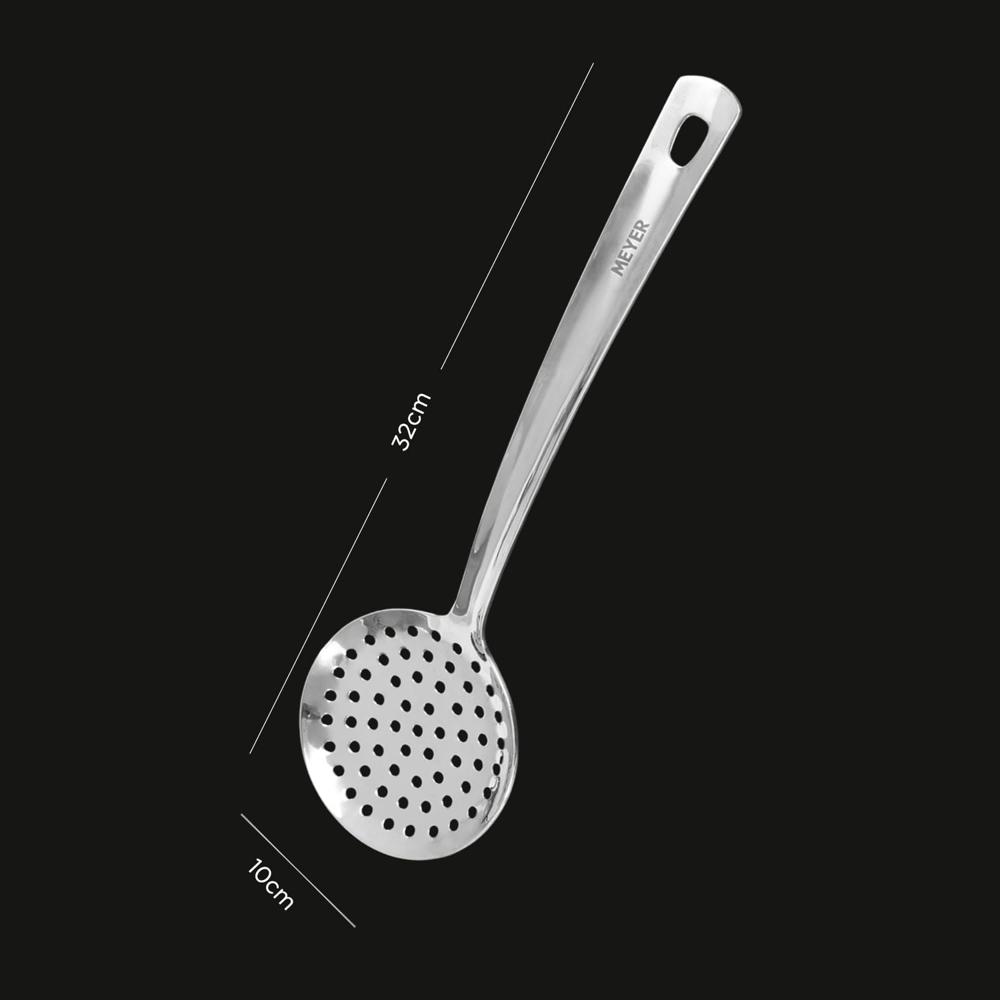Meyer Stainless Steel Skimmer | Kitchen Tools | Cooking Utensils for Kitchen | Skimmer for Deep Frying and Straining Puris/Nuggets/Rice/Pakodas, 32cm, Silver 49008