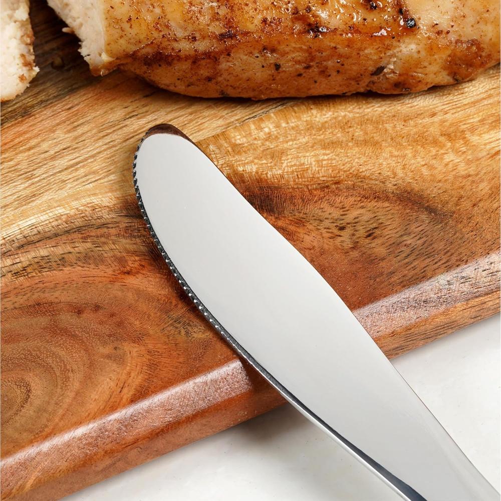 Meyer Heavy Gauge Stainless Steel 6pc Dinner Knife I Butter Knife Set - Versatile, Durable, Non-Toxic, Corrosion & Stain Resistant, Smooth Cutting I Length 22cm, Thickness 4mm 49016