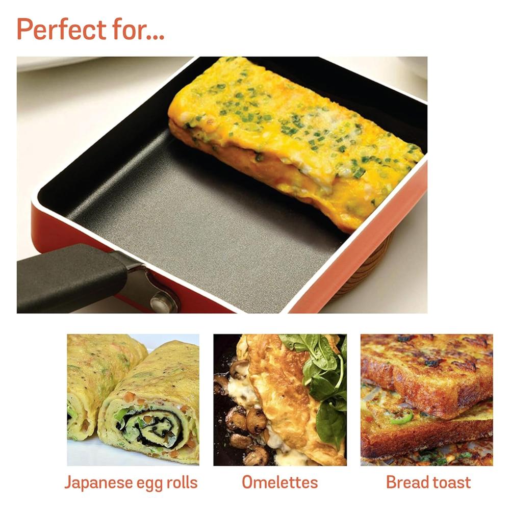 Meyer Non Stick Aluminium Omelette Pan/Tamagoyaki Egg Pan (18cm, Orange) 11235