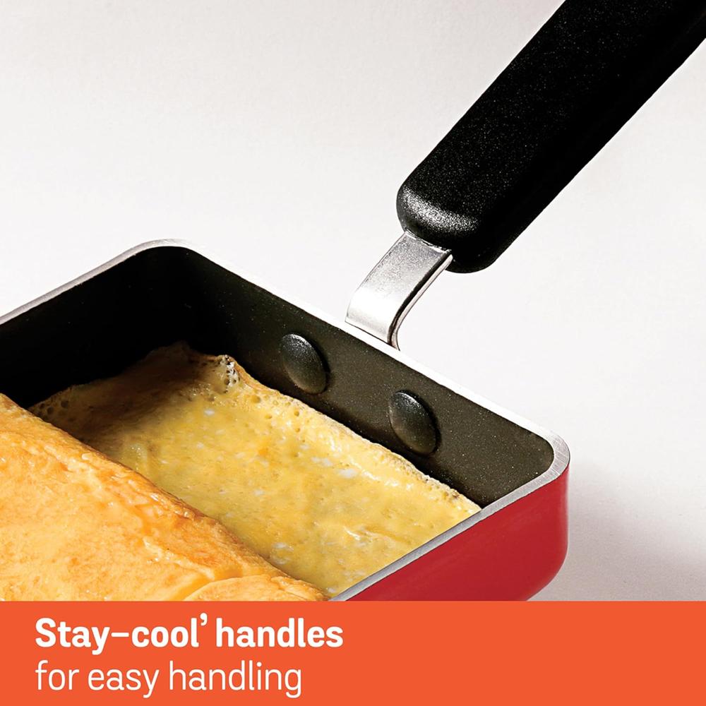 Meyer Non Stick Aluminium Omelette Pan/Tamagoyaki Egg Pan (18cm, Orange) 11235
