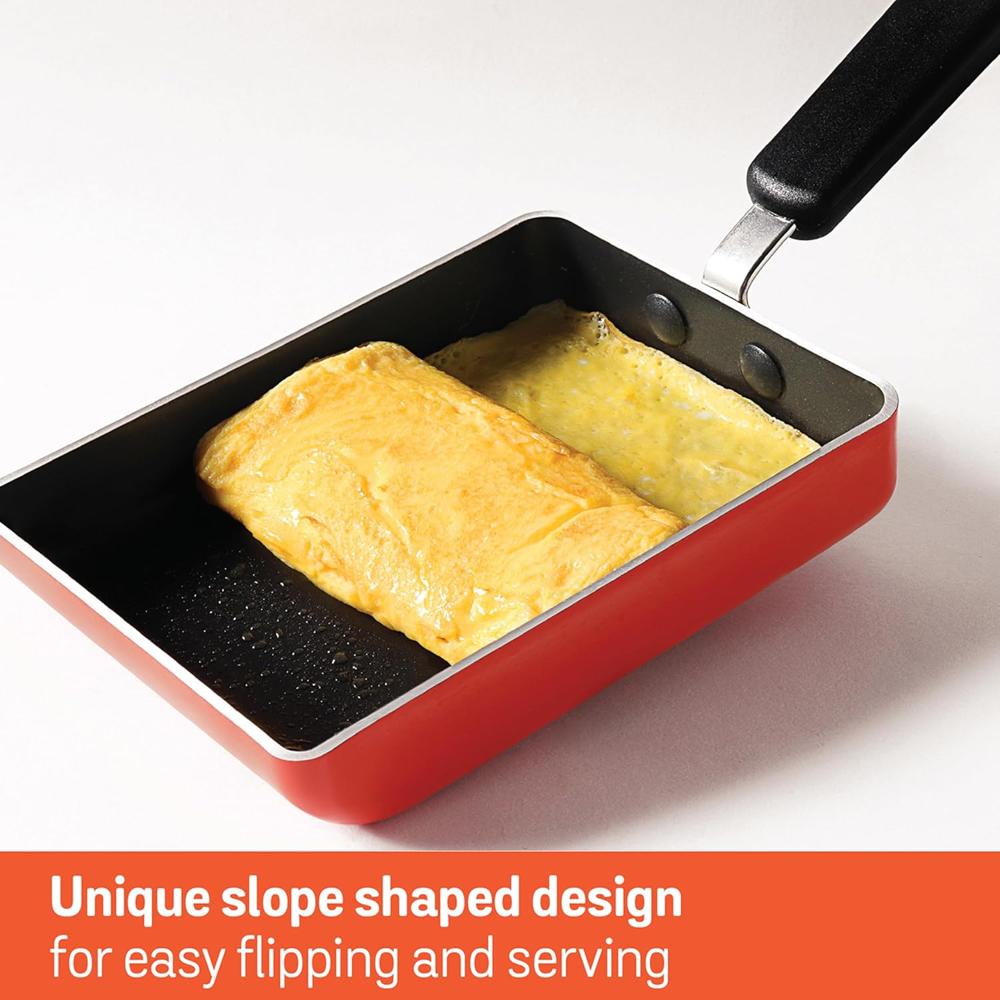 Meyer Non Stick Aluminium Omelette Pan/Tamagoyaki Egg Pan (18cm, Orange) 11235