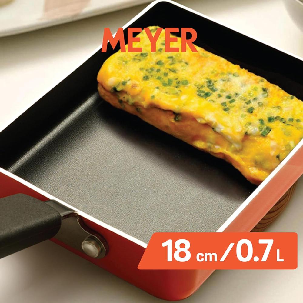 Meyer Non Stick Aluminium Omelette Pan/Tamagoyaki Egg Pan (18cm, Orange) 11235