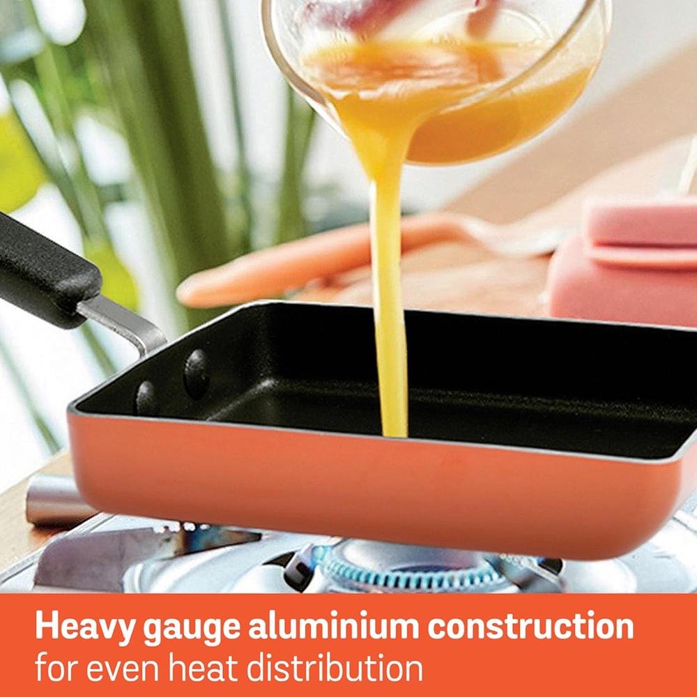Meyer Non Stick Aluminium Omelette Pan/Tamagoyaki Egg Pan (18cm, Orange) 11235