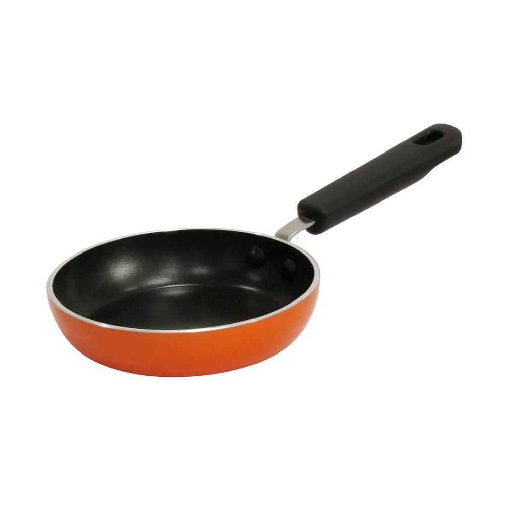 Meyer Non Stick Mini Fry Pan | Tadka Pan | Omelette Pan Non Stick | Egg Pan | Frying Pan Nonstick Small Size | Gas Stove Compatible, 12cm, Orange 10601 - Capacity: 0.26 Ltr