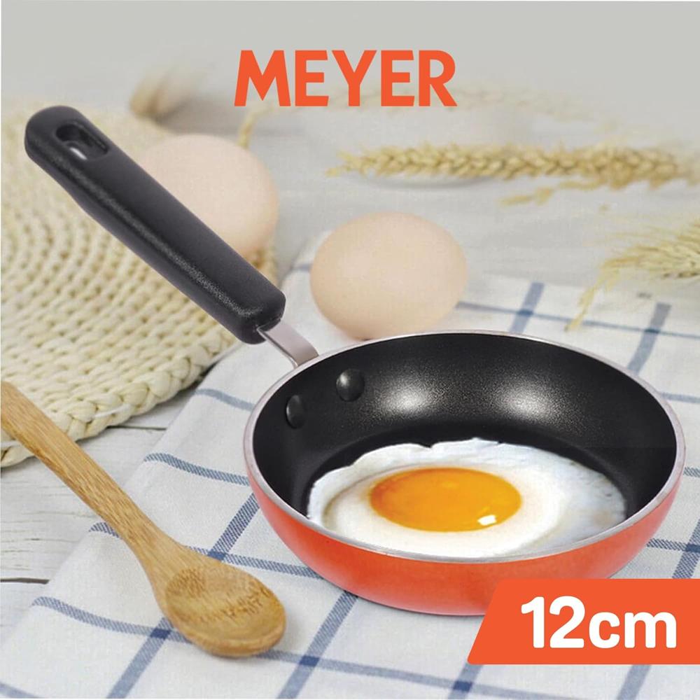 Meyer Non Stick Mini Fry Pan | Tadka Pan | Omelette Pan Non Stick | Egg Pan | Frying Pan Nonstick Small Size | Gas Stove Compatible, 12cm, Orange 10601