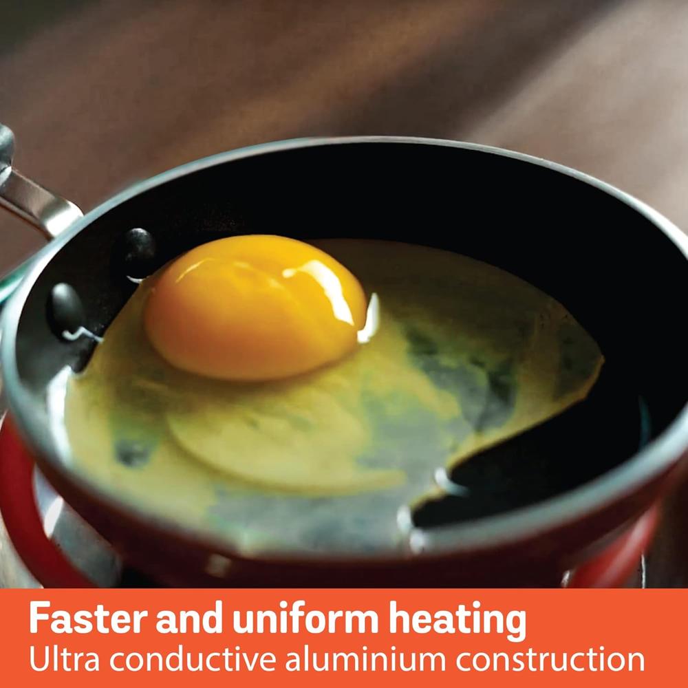Meyer Non Stick Mini Fry Pan | Tadka Pan | Omelette Pan Non Stick | Egg Pan | Frying Pan Nonstick Small Size | Gas Stove Compatible, 12cm, Orange 10601