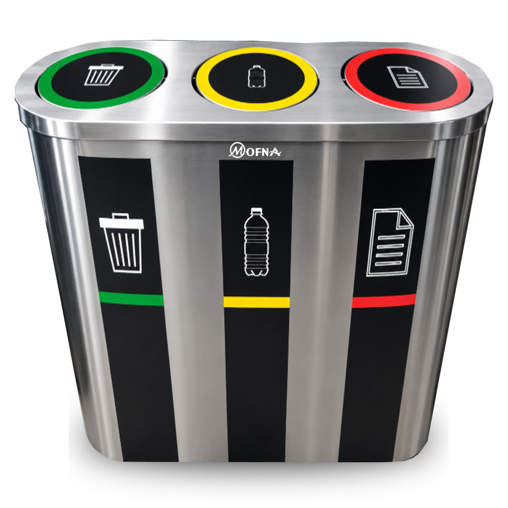 Mofna Stainless steel Trio Swing dustbin 180 Liter