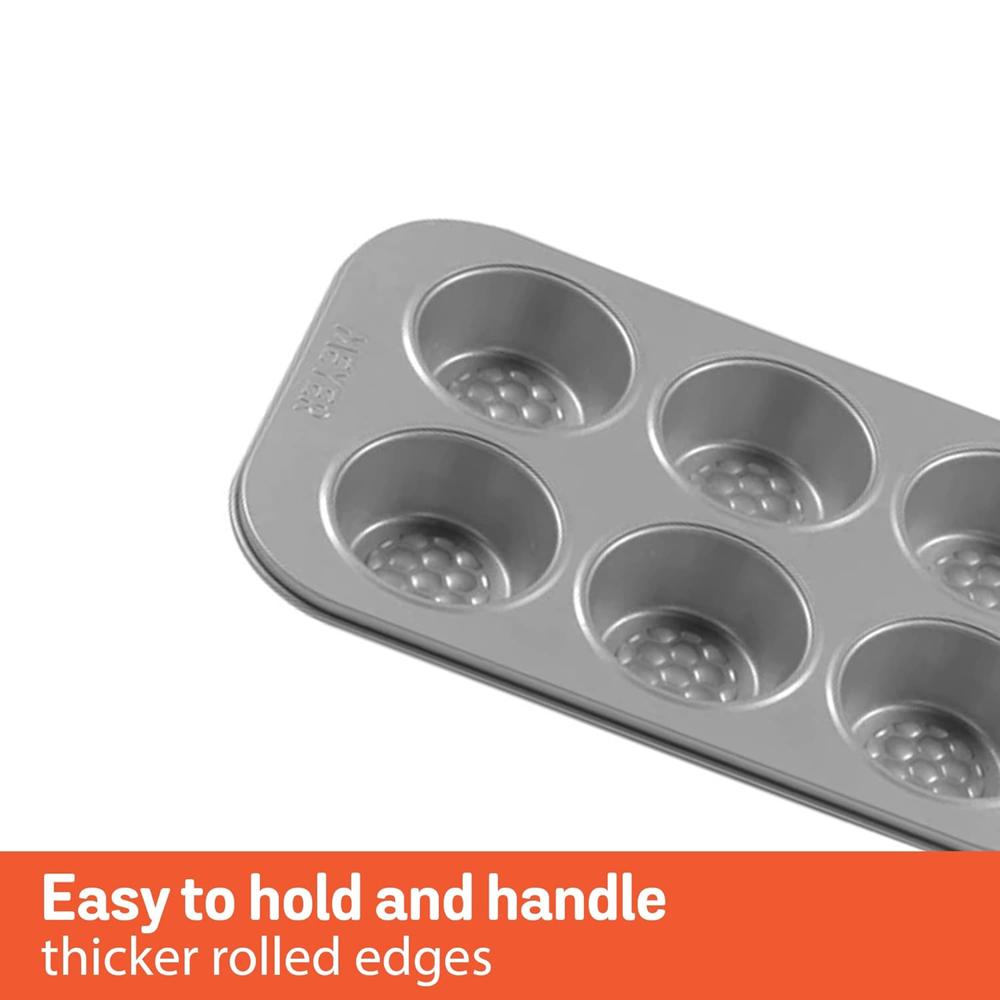 Meyer Bakemaster Carbon Steel Non Stick 6 Cup Muffin Pan | Cup Cake Mold | Cupcake Tray | Moulds for Baking | Nonstick Pan | Round Tray | Nonstick Bakeware, Grey 47536