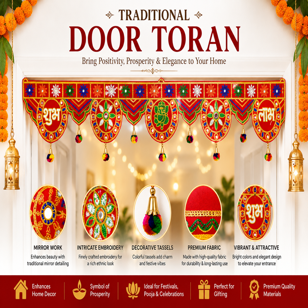 KRISHNA HANDLOOM Elegant Decorative Temple Door Art  S 9