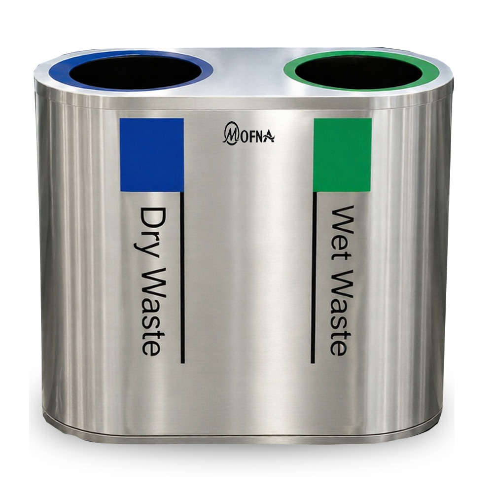 Mofna Stainless Steel Duo Airport Dustbin 120 Liter