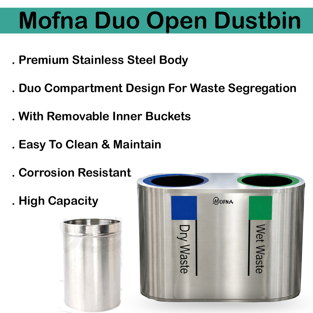 Mofna Stainless Steel Duo Airport Dustbin 120 Liter