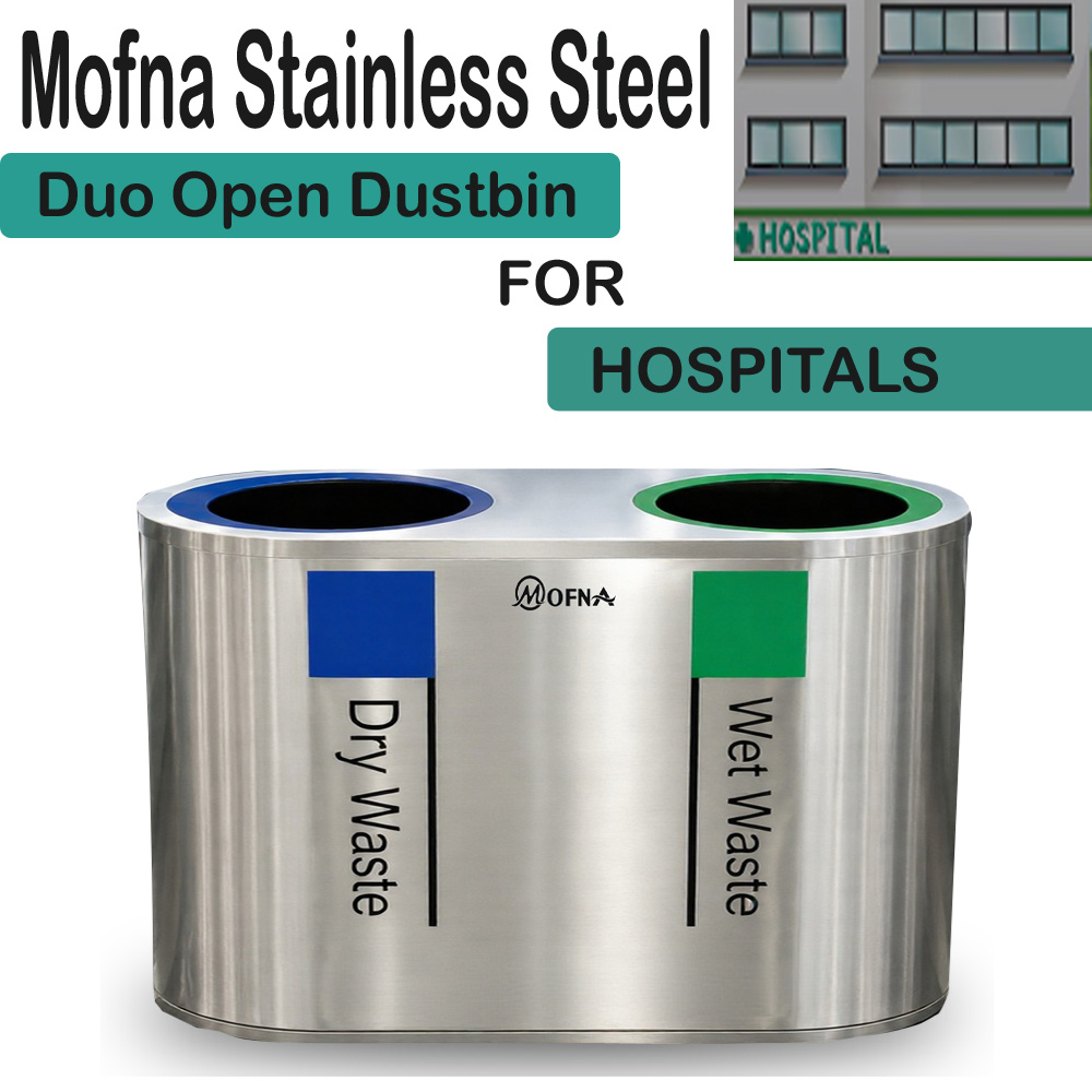 Mofna Stainless Steel Duo Airport Dustbin 120 Liter
