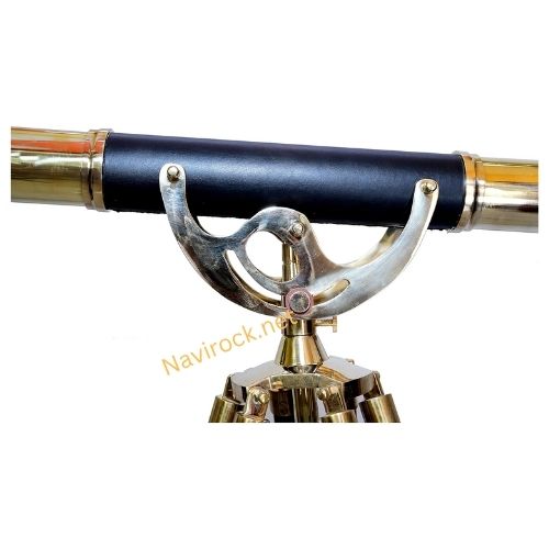 Vintage Shiny Brass Nautical Telescope Double Barrel Brass Finish Adjastable Wooden Tripod