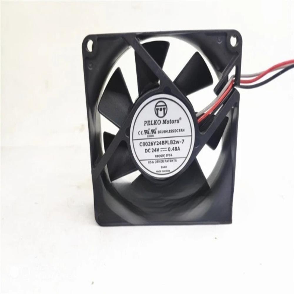PELKO MOTORS C8026Y24BPLB2W-7 24V DC 0.48A 8025mm Ball Bearing Industrial Axial Cooling Fan