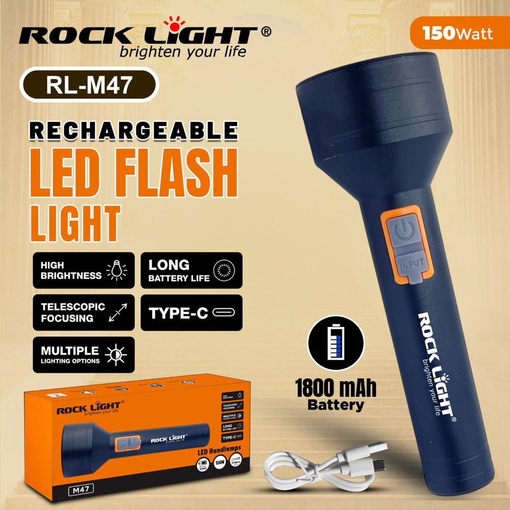 Rock Light Rl-M47 Metal Torch - Charging Time: 4 Hours