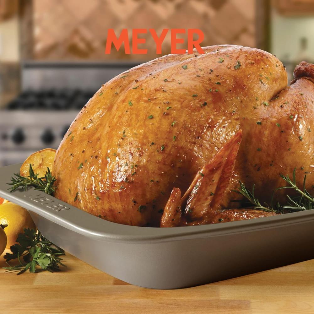 Meyer Bakemaster Carbon Steel Non Stick Mini Oven Roaster | Roasting Pan | Baking Pan | Nonstick Bakeware | Baking Essentials | Cake Tin | Deep Roasting Pan, Grey 47344