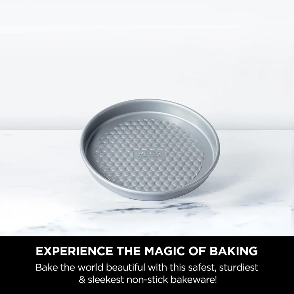 Meyer Bakemaster Carbon Steel Non Stick Pie Tin | Tart Pan | Pie Dish | Cake Tins for Baking | Baking Essentials | Cake Pan | Nonstick Bakeware | Pizza Tray, 20cm, Grey 47345