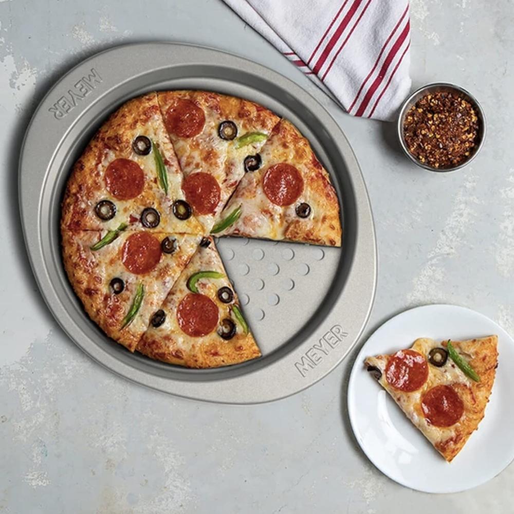 Meyer Bakemaster Carbon Steel Non-Stick Bakeware Pizza Crisper, Grey, 28 cm