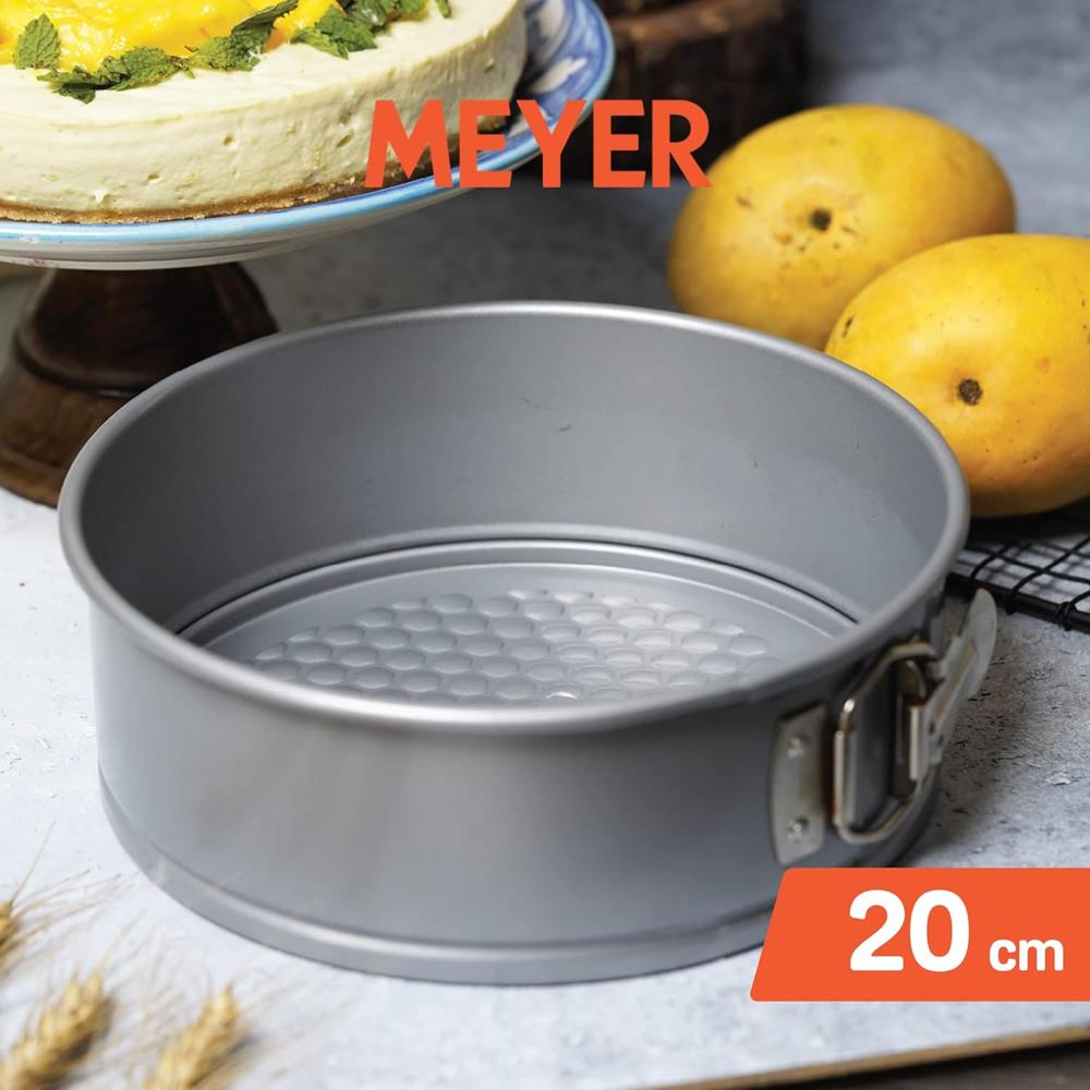 Meyer Bakemaster Carbon Steel Non Stick Springform Cake Tin | Baking Pan | Round Cake Mould | Cake Tin Small | Cake Tray for Baking | Removable Cake Mould | Spring Form pan, 20cm, Grey 47339