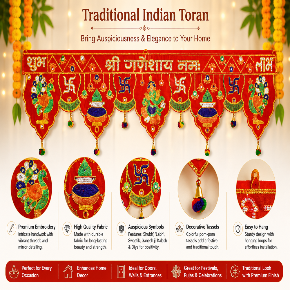 KRISHNA HANDLOOM Attractive Decorative Mandir Door Art  T 8