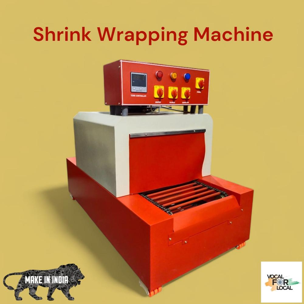 Shrink Tunnel Machine - Mild Steel, 45x22x42 Inch, Red And Simence Grey | Semi-automatic, Variable Conveyor Speed, 400 Pcs/hour, Frequency Speed Control