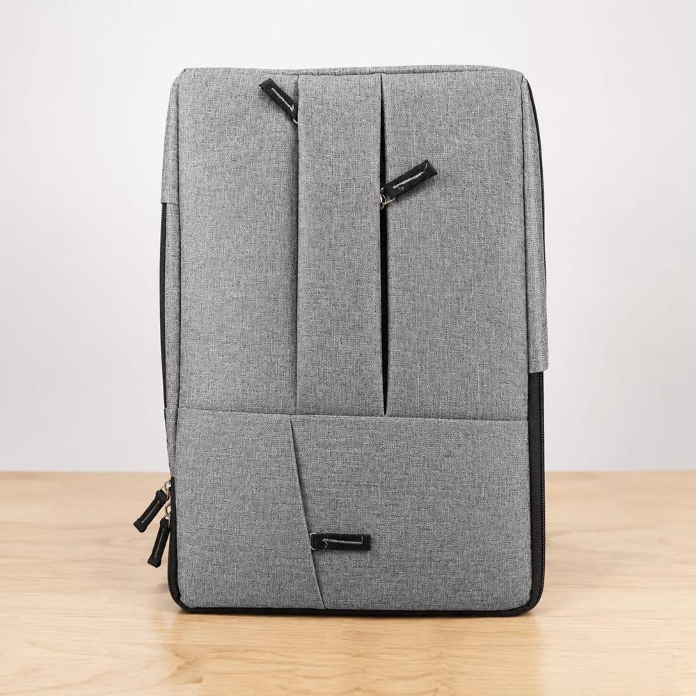 Grey Laptop Sleeve - High-quality Polyester, 16x12 Inches, Grey | Water-resistant, Shock-absorbent, Padded Compartments