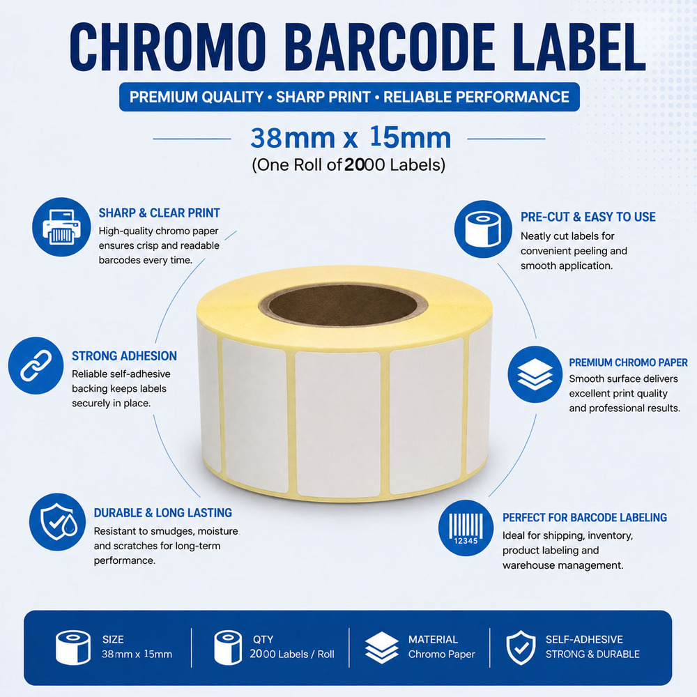 38x15mm Chromo Barcode Labels