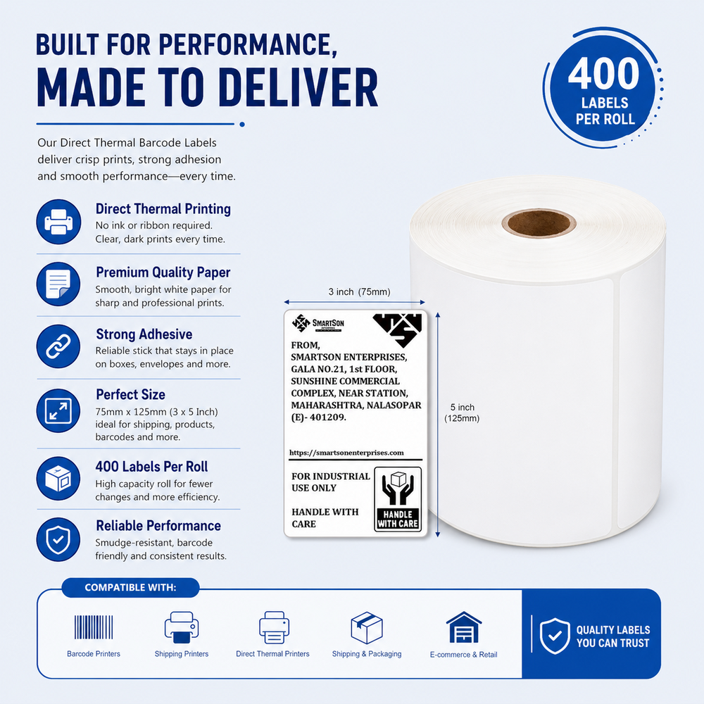 3x5 Inch Direct Thermal Barcode Labels