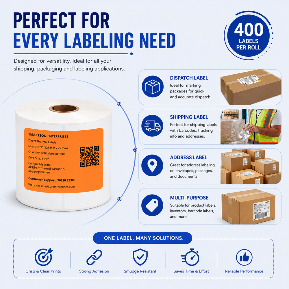 3x5 Inch Direct Thermal Barcode Labels