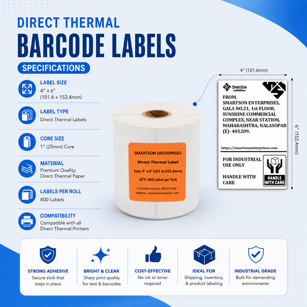 4x6 Inch Direct Thermal Barcode Labels