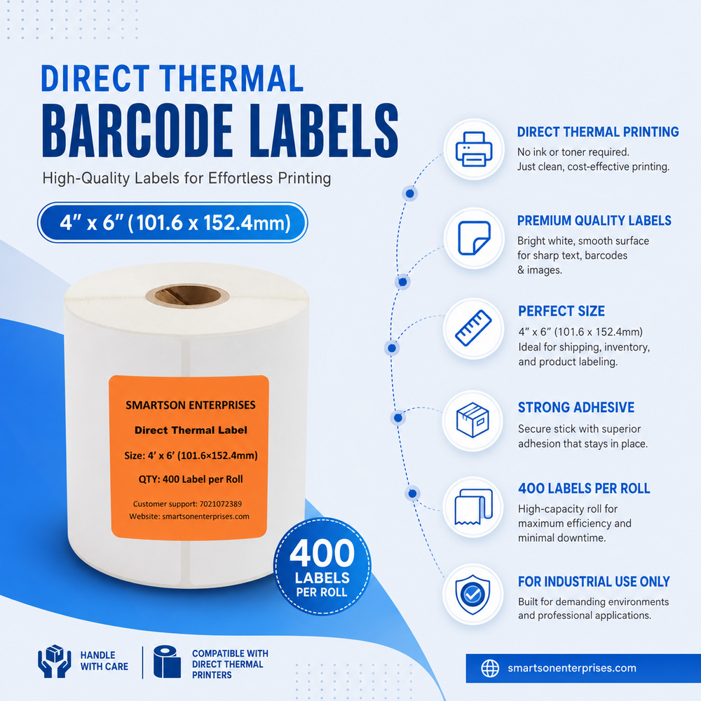 4x6 Inch Direct Thermal Barcode Labels