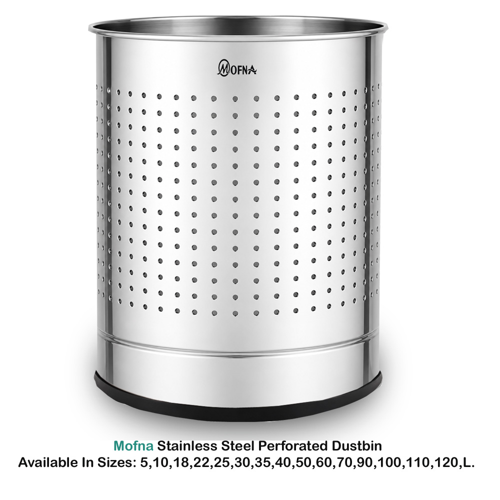 Mofna Stainless Steel Silver Perforated Dustbin 5 Liter