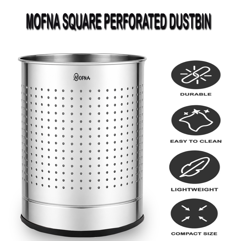 Mofna Stainless Steel Silver Perforated Dustbin 5 Liter