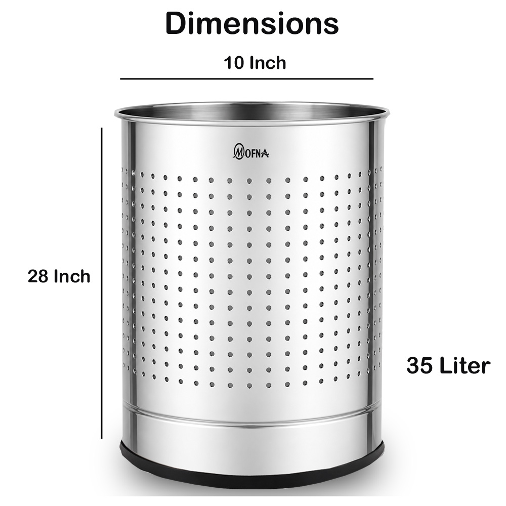 Mofna Stainless Steel Silver Perforated Dustbin 5 Liter