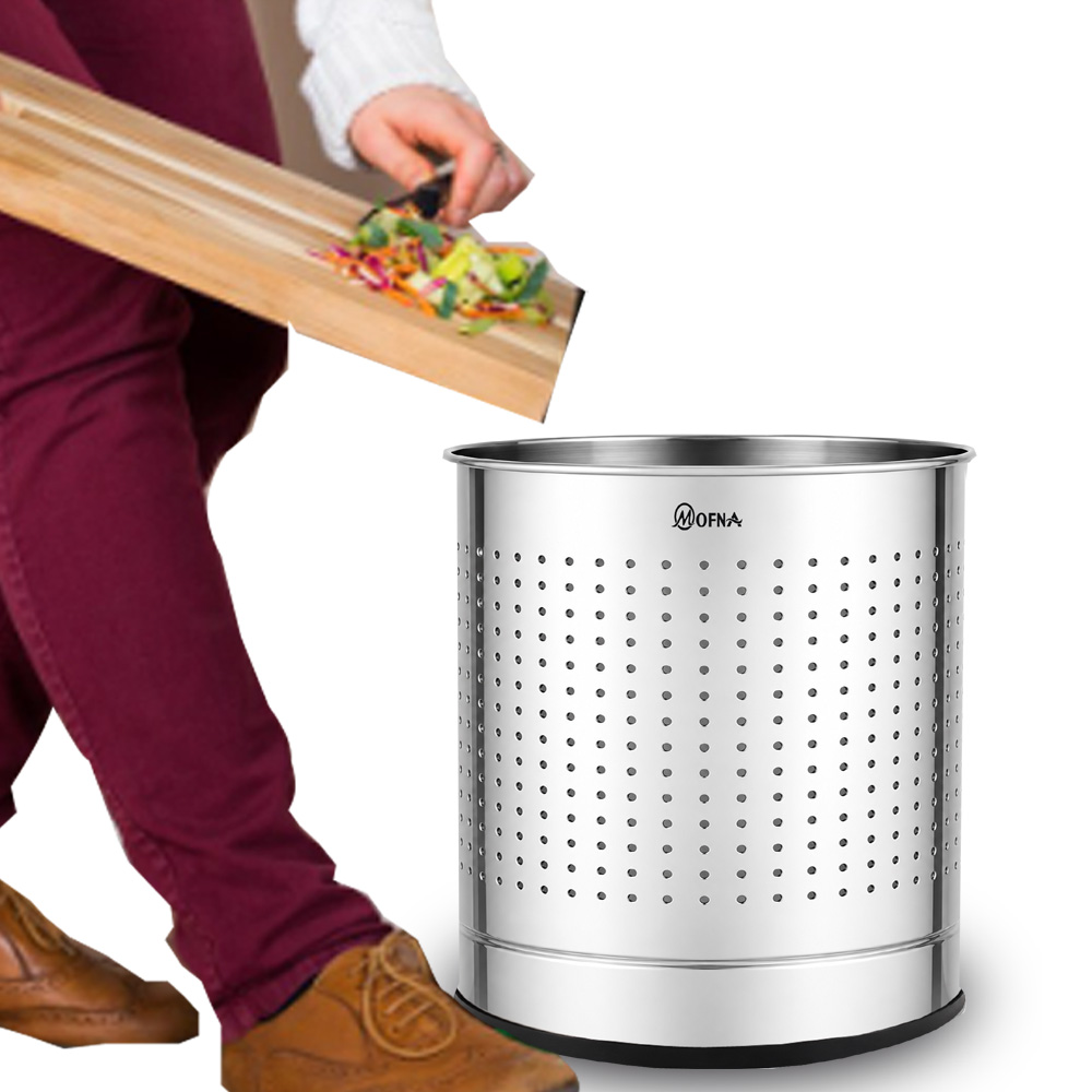 Mofna Stainless Steel Silver Perforated Dustbin 5 Liter