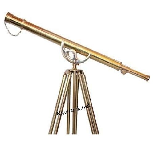 Handmade Antique Single Barrel Telescope Unique Vintage Shiny Brass Finish Nautical Adjustable Wooden/Brass Floor Standing Tripod