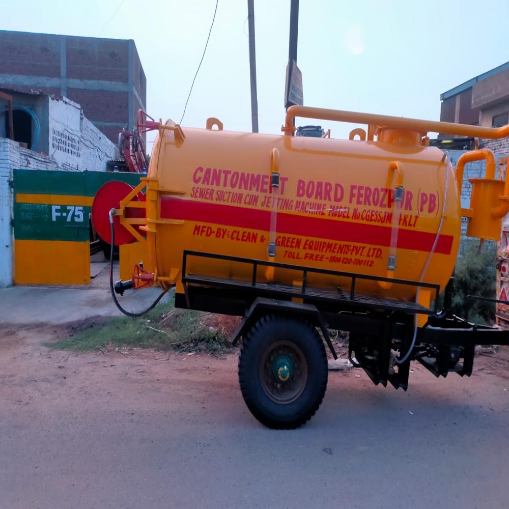 8000 Ltr Capacity Sewer Suction CuM Jetting Machine mounted on HCV Truck Chassis.