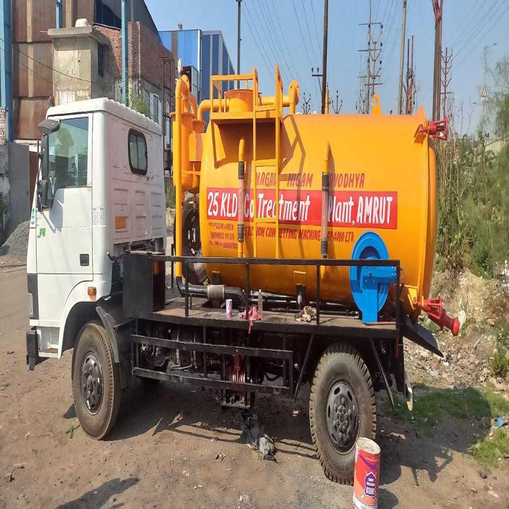 8000 Ltr Capacity Sewer Suction CuM Jetting Machine mounted on HCV Truck Chassis.