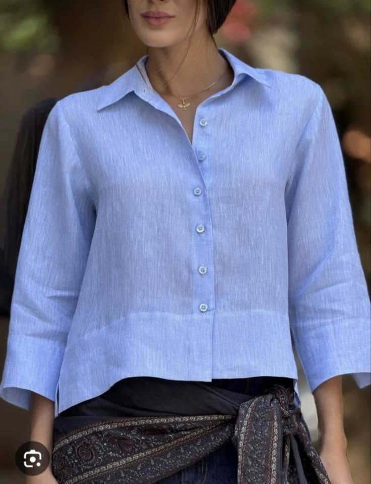 Pure Solid Women Linen Shirt