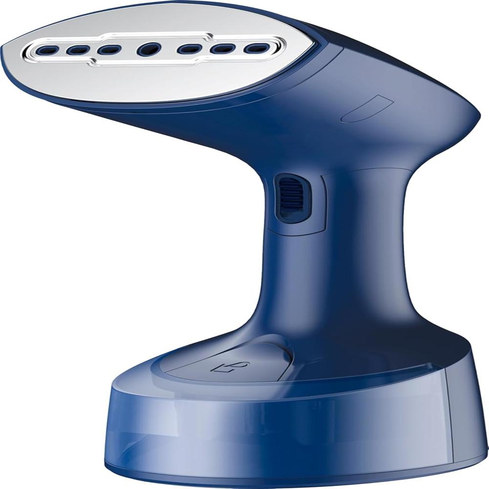 Russell Hobbs 1500W Foldable Handheld Garment Steamer | Quick Heat-Up in 25s, 24g Constant Steam Output with Lock Button | Brush Attachment & 99.9% Bacteria Removal | RGS1500HANDYF (Blue)