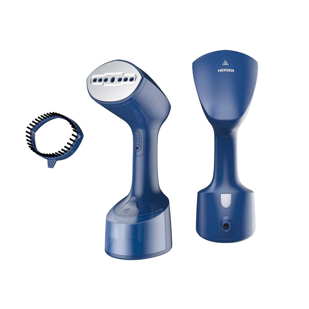 Russell Hobbs 1500W Foldable Handheld Garment Steamer | Quick Heat-Up in 25s, 24g Constant Steam Output with Lock Button | Brush Attachment & 99.9% Bacteria Removal | RGS1500HANDYF (Blue)