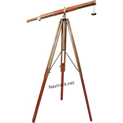 Vintage Designer Style Antique Brass Finish Telescope Unique Brown Leather Covered Tube Nautical Single Barrel