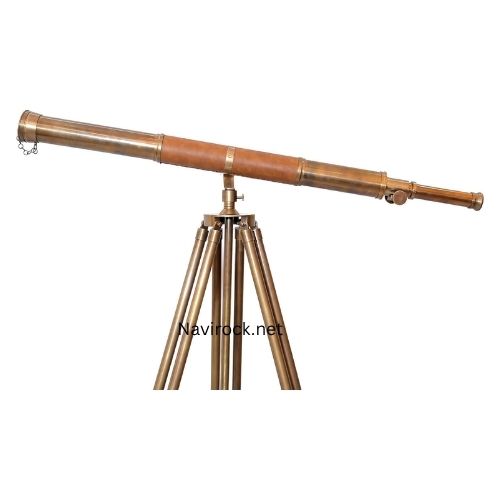  Vintage Designer Style Antique Brass Finish Telescope Unique Brown Leather Covered Tube Nautical Single Barrel