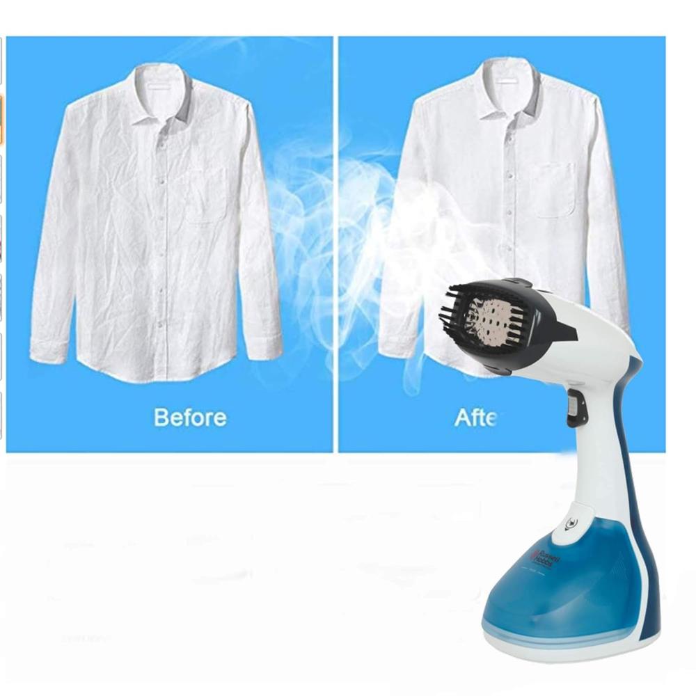 Russell Hobbs RGS1500 HANDY 1500W Garment Steamer | 260ml Detachable Tank | 26g Steam, Auto Shut-Off | Portable Travel Steam Iron | Kills 99.9% Bacteria | Brush Attachment | 2-Year Warranty (Silver)