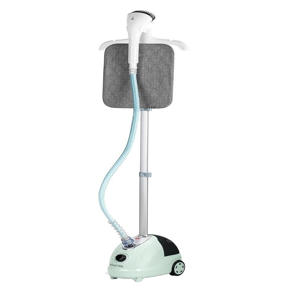 Russell Hobbs RGS2000SP Garment Steamer | 2000 Watts Powerful Steaming | 9 Steam Levels | 1.8L Detachable Tank | Adjustable Height (1.0-1.5M) & Ironing Board | Mobile With Wheels | 2-Year Warranty