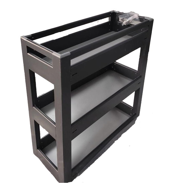 Dark Grey Aluminium  3 Self Pullout Basket