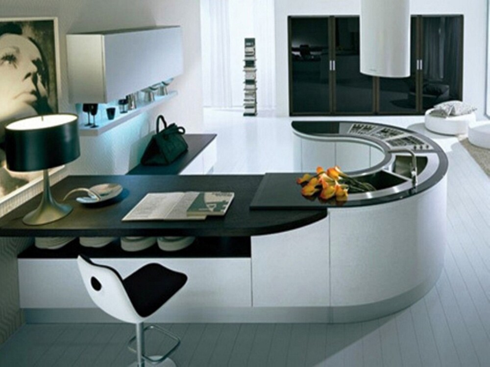 Designer Curved Open Kitchen