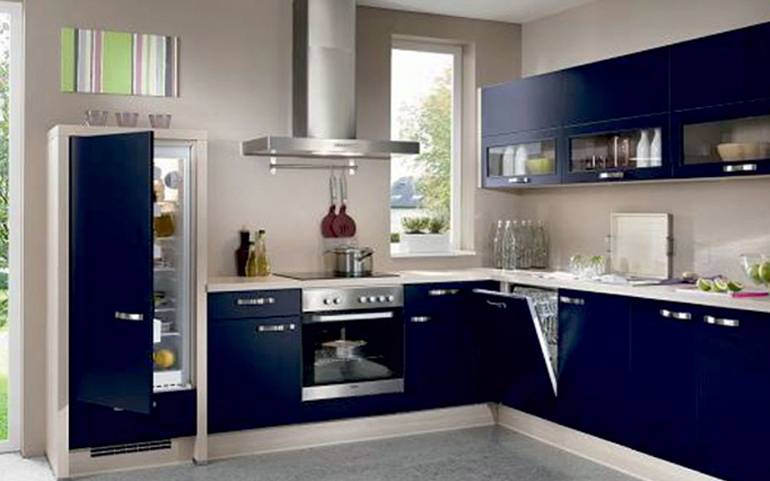 Navy Blue Modular Kitchen