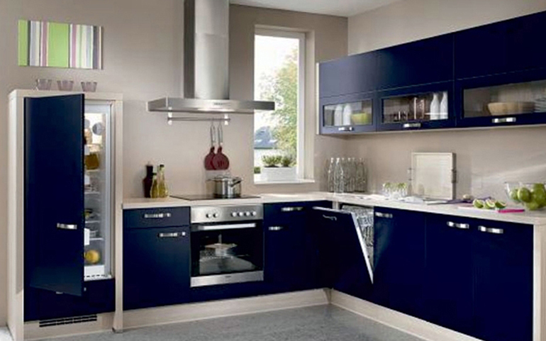 Modern Blue L Shaped Kitchen