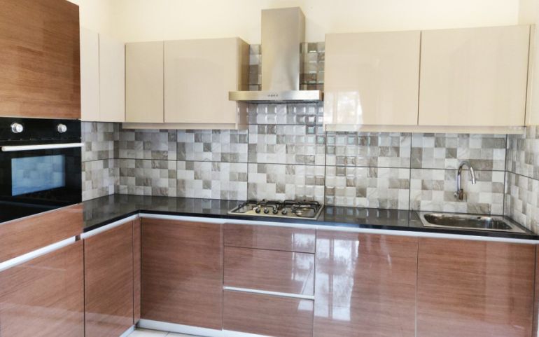 Beige Wood Modular Design Kitchen